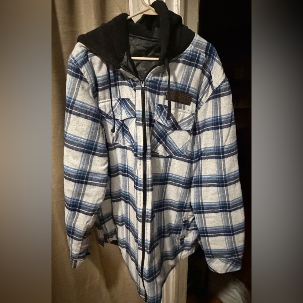 Blue and Gray Plaid Men's Jacket sz 2x